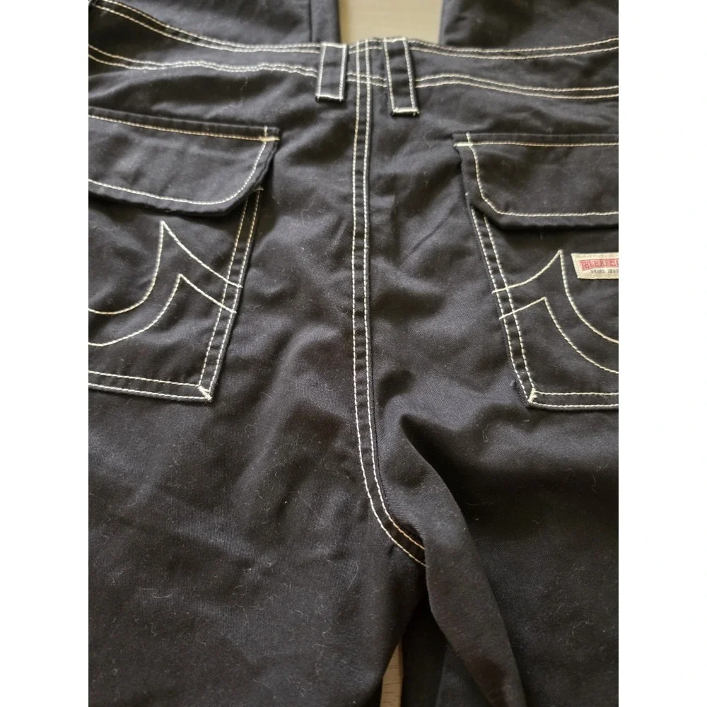 NWT True Religion VTG Distressed Military Army Cargo Pocket Pants Black Men